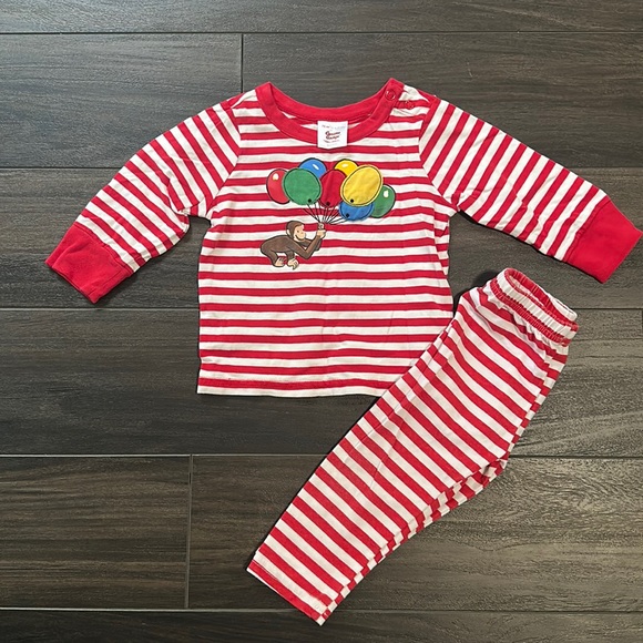 Hanna Andersson Curious George Shirt 6-12M (off brand 12m pants for set) - Picture 1 of 3